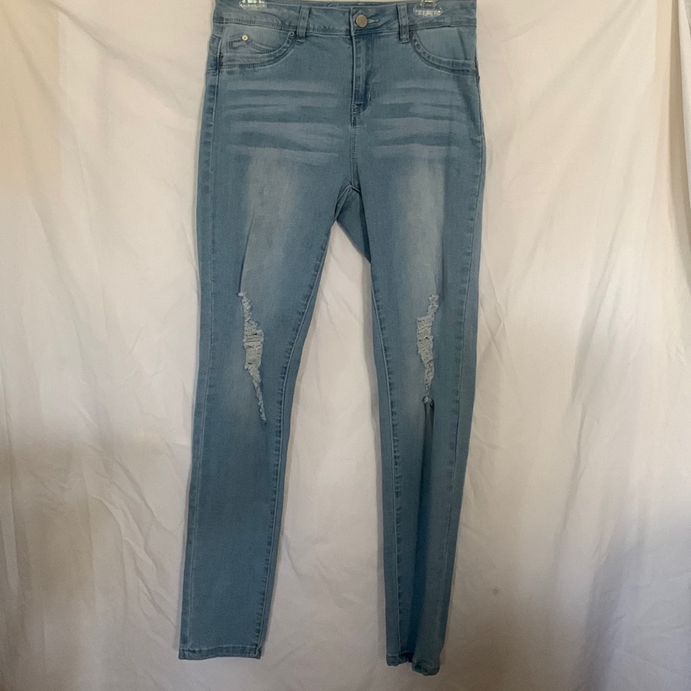 Size 13 light wash mid rise ripped jeans